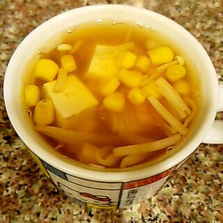 豆腐とコーンのあごだしスープ